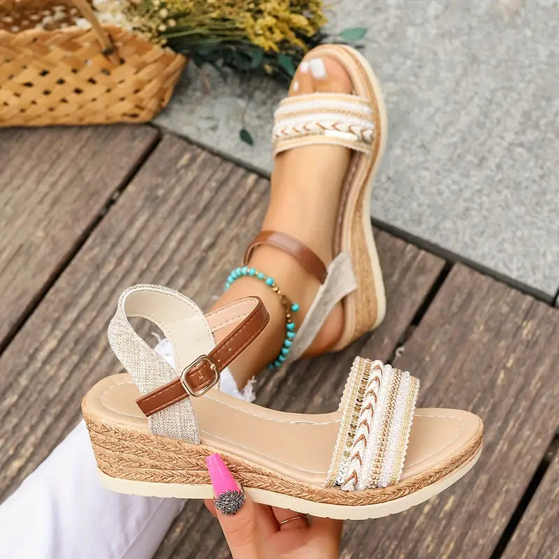 SANDALIAS DELFINA CON PLATAFORMA TEJIDA PARA MUJER