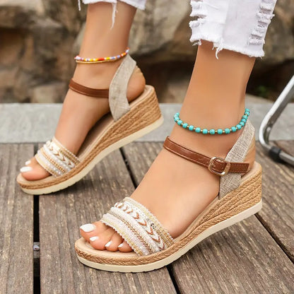 SANDALIAS DELFINA CON PLATAFORMA TEJIDA PARA MUJER